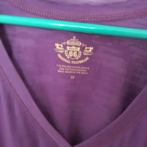 Route 66 Women's Short Sleeve Top Color Purple Size 3X - Picture 2 of 5
